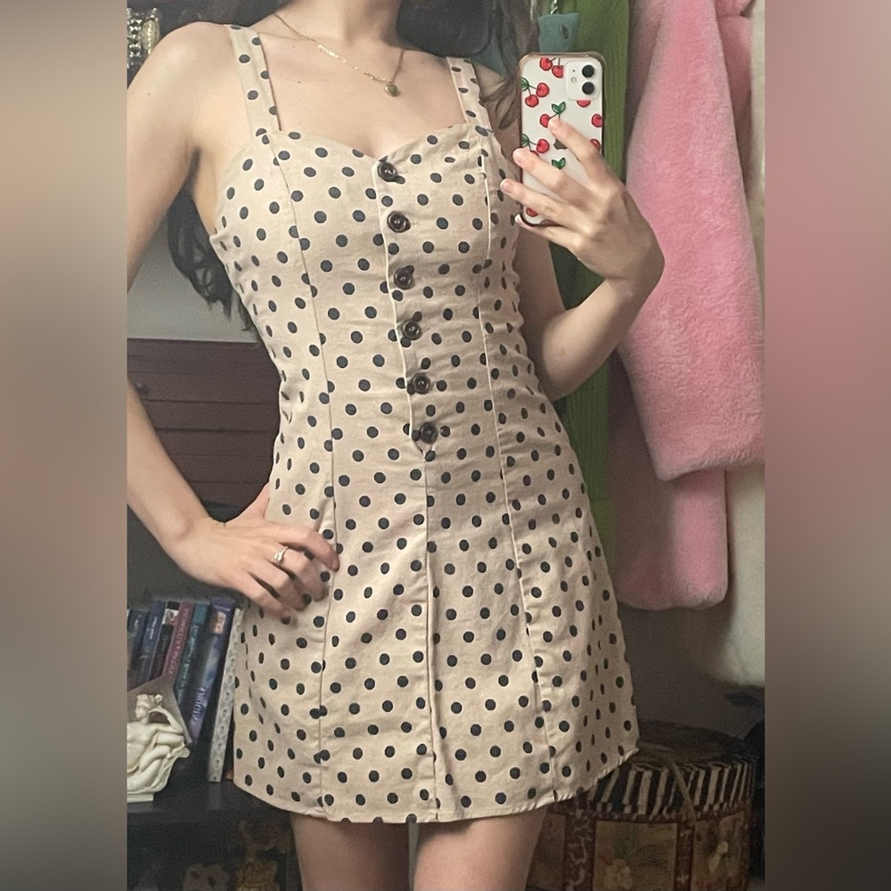 Mini Polka Dot Dress in Cream and Black